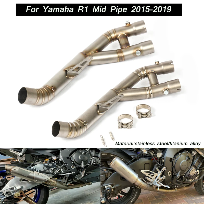 

60.5mm Motorcycle Middle Connecting Pipe Exhaust System Silp on for Yamaha R1 2015 2016 2017 2018 2019