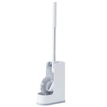 

HTHL-Toilet Brush and Holder Set for Bathroom with Soft Silicone Bristle Sturdy Cleaning Toilet Bowl Brush Set for Bathroom