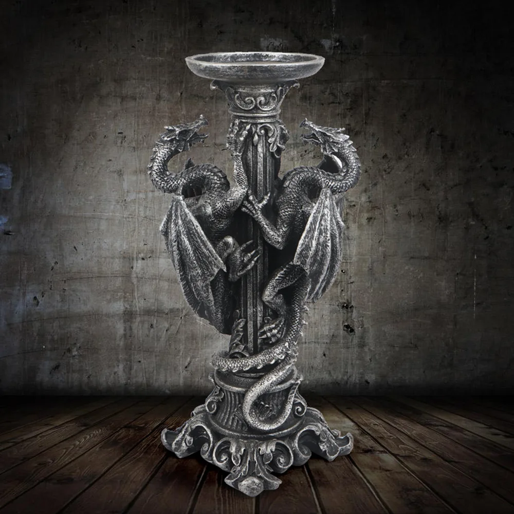 Dragon Figurine Candles Holder Dinner Table Home Decoration Roman Pillars Candlestick Antique Candelabra Ornaments decor | Дом и сад