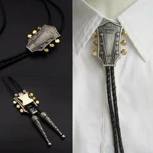 Унисекс вечерние, регулируемые аксессуары, тканые, повседневные, из искусственной кожи, для галстука, горка, клип, Кулон гитара, Ретро стиль, для свиданий, прочная, повседневная одежда