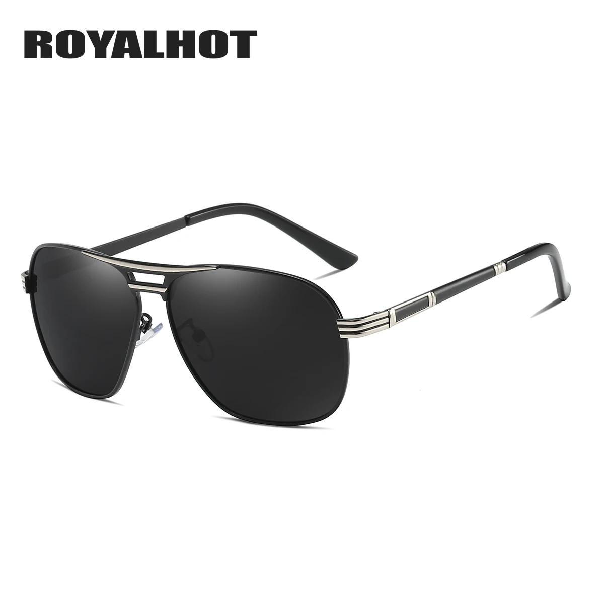 RoyalHot, мужские и женские поляризованные солнцезащитные очки, овальная оправа, солнцезащитные очки, очки для вождения, солнцезащитные очки, мужские очки, 90092 - Цвет линз: Black Silver