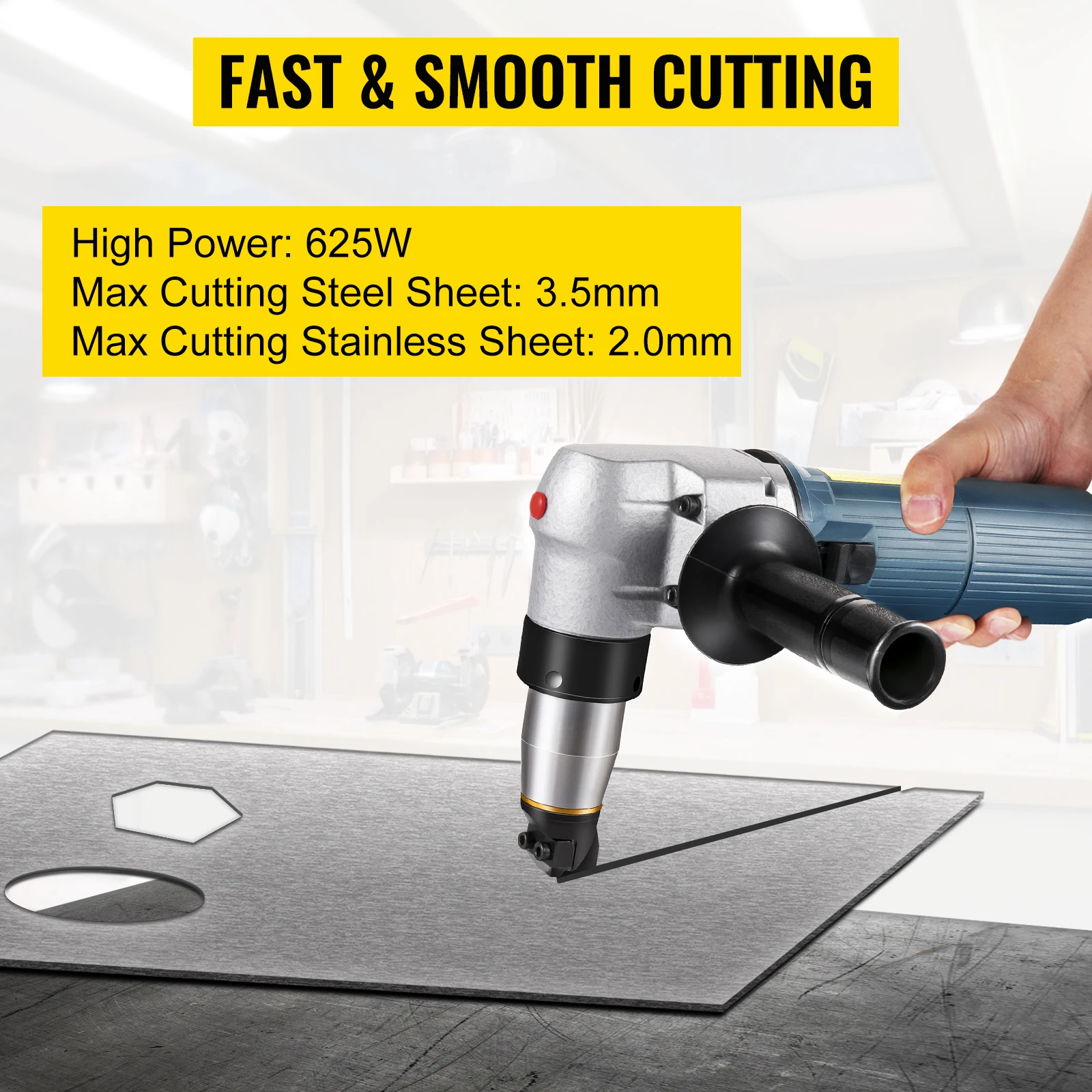 VEVOR 380W 625W Electric Metal Nibbler Corded Shears Cutter 1.8MM 4MM Cutting Thickness for Sheet Metal Stainless Steel Plastic 3