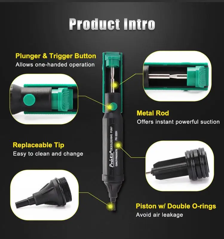 Pro’skit Proskit 8PK-366N-G Suction Tin Solder Suckers Desoldering Gun Soldering Iron Pen Hand Tools Desoldering Pump