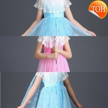 

Girls 2 Summer Princess Dresses Kids Toddler Clothes Baby Birthday Party Dress Teen Cartoon Cosplay Vestidos Blue Christmas