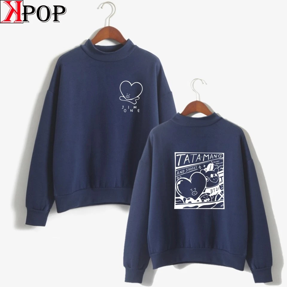 Kpop Bangtan свитер с высоким воротом для мальчиков верхняя одежда Jim V женщин Harajuku