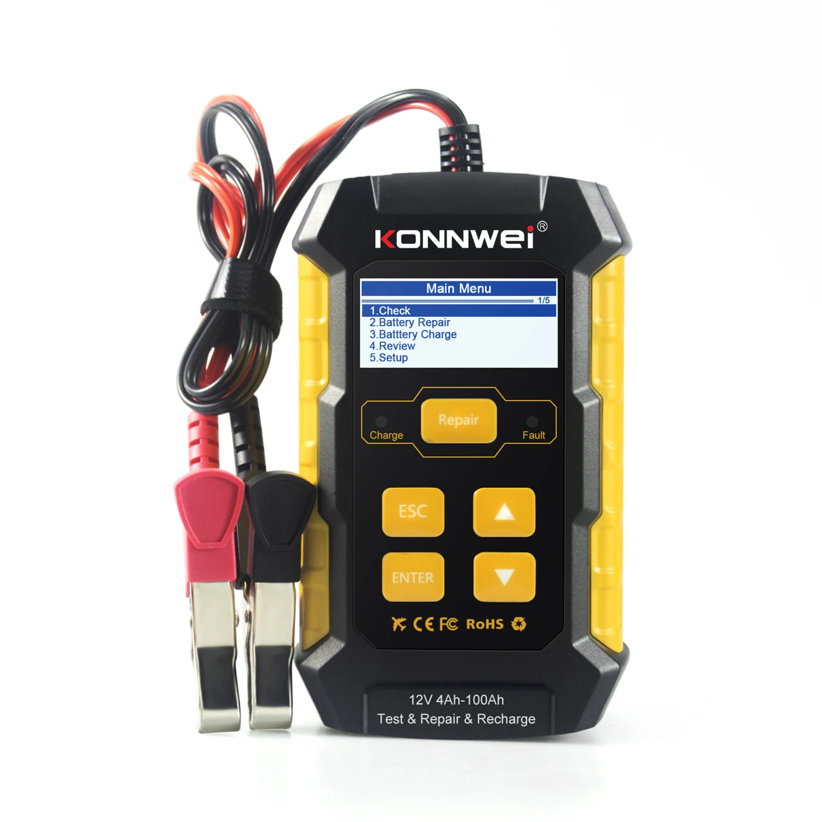 KONNWEI KW510 12V автомобиль Батарея тестер 5A свинцово-кислотный Зарядное устройство