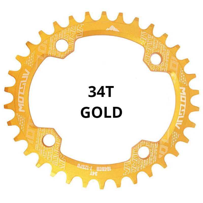 gold 34T Oval MOTSUV 104BCD овальная узкая широкая цепь MTB горный велосипед 32T 34T 36T 38T шатуны с одним зубом пластины части 104 BCD - Цвет: gold 34T Oval