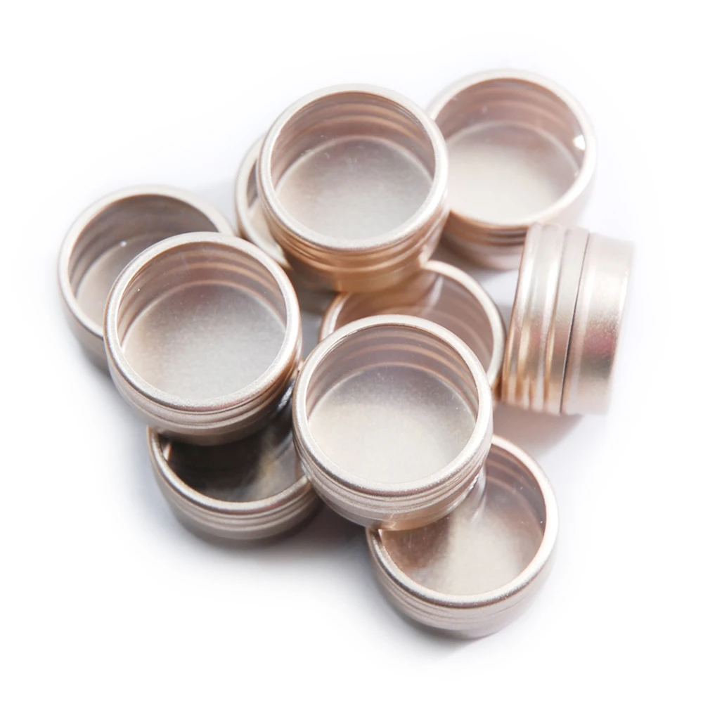 10 Empty, Champagne/Silver/Black, 4 Gram aluminum Pot Jars, Cosmetic Containers, with Lids. (10ml - 10pk)