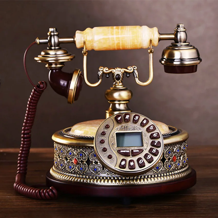 

Yellow Jade Antique Landline Phone Home Telephone with Rhinestones, DTMF/FSK Caller ID, 16 Ringtones, Adjustable LCD Brightness