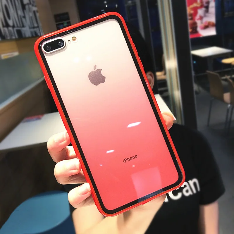 Red LOVECOM чехол для телефона для iPhone 11 Pro Max XR XS Max 6 6S 7 8 Plus X милый градиентный цветной акриловый чехол - Цвет: Red