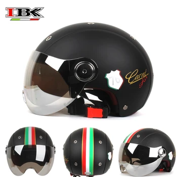 

IBK 3/4 Face Anti-UV Open Face Motorcycle Helmets Vintage Casco Casque Men/Women Double visor matte black Helmet IBK-M18