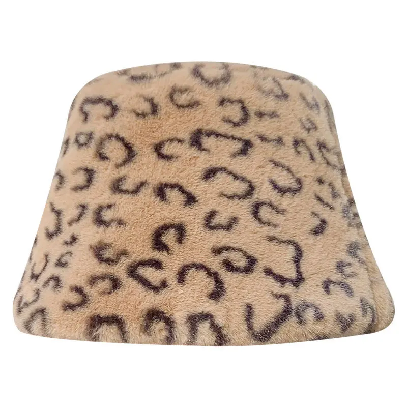 Леопардовая утолщенная зимняя шапка-ведро для женщин, однотонная утолщенная мягкая теплая шапка для рыбалки, уличная шапка для отдыха, женская панама