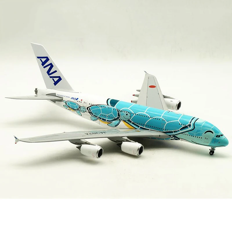 US $229.01 Plane Model Toy 1200 A380  JA382A ANA Green Turtle airlines Air way W base landing gear diecast alloy aircraft plane model toy