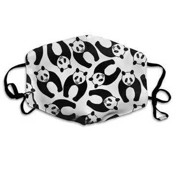 

Hello Panda Pattern Washable Reusable Mask, Cotton Anti Dust Half Face Mouth Mask For Kids Teens Men Women With Adjustable Ear