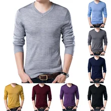 Vogue для мужчин осень зима тонкие мужские s трикотажные однотонные свитеры VogueV шеи Pull Homme мужской базовый простой пуловер уличная