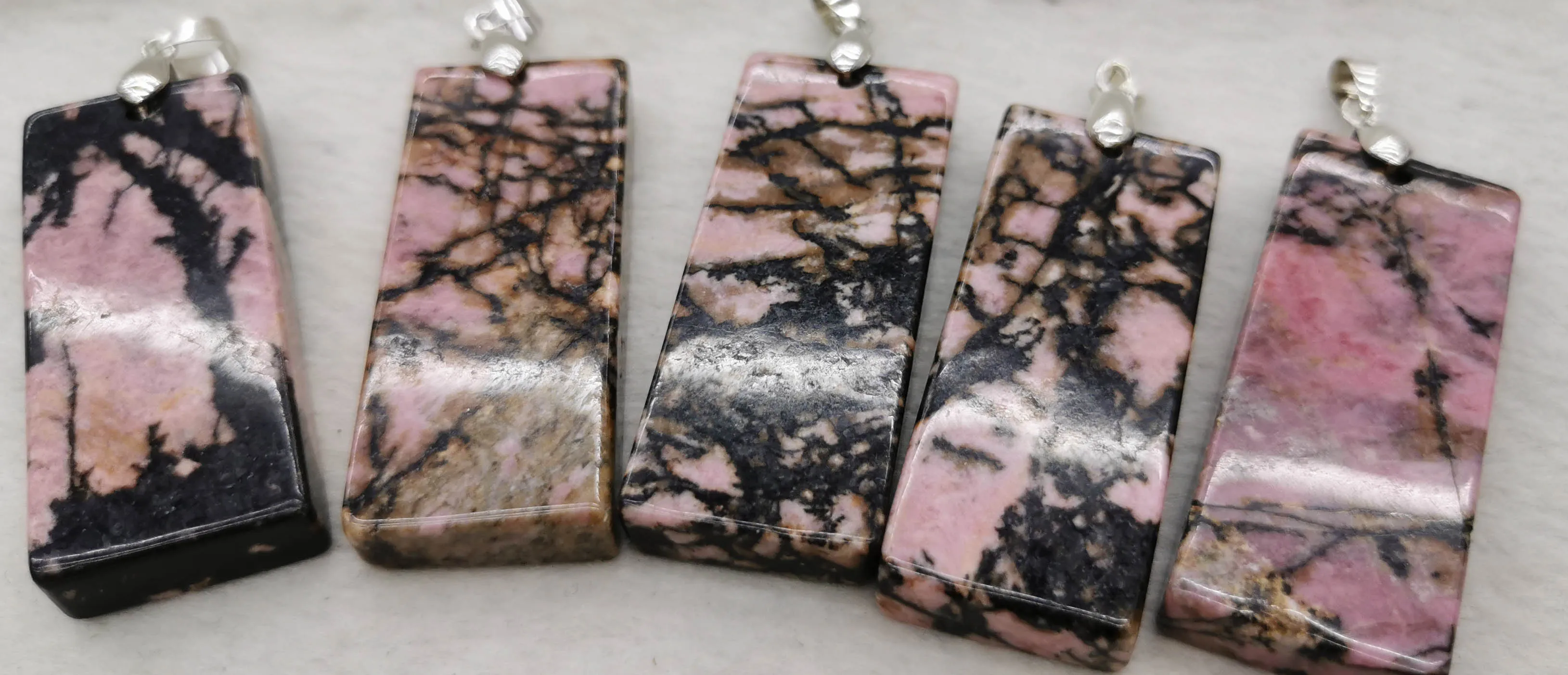 

Large 25x60mm genuine Rhodochrosite Pendant Rectangle Ablong Beads, stearling silver loop Natural Beads Charm Jewelry Necklace 1