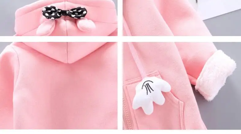 Winter Girls Clothes Sets Velvet Mickey Long Sleeved Keep warm hoody+pants Sports Suits New year Boy Clothing Kids Suit 0-4Y