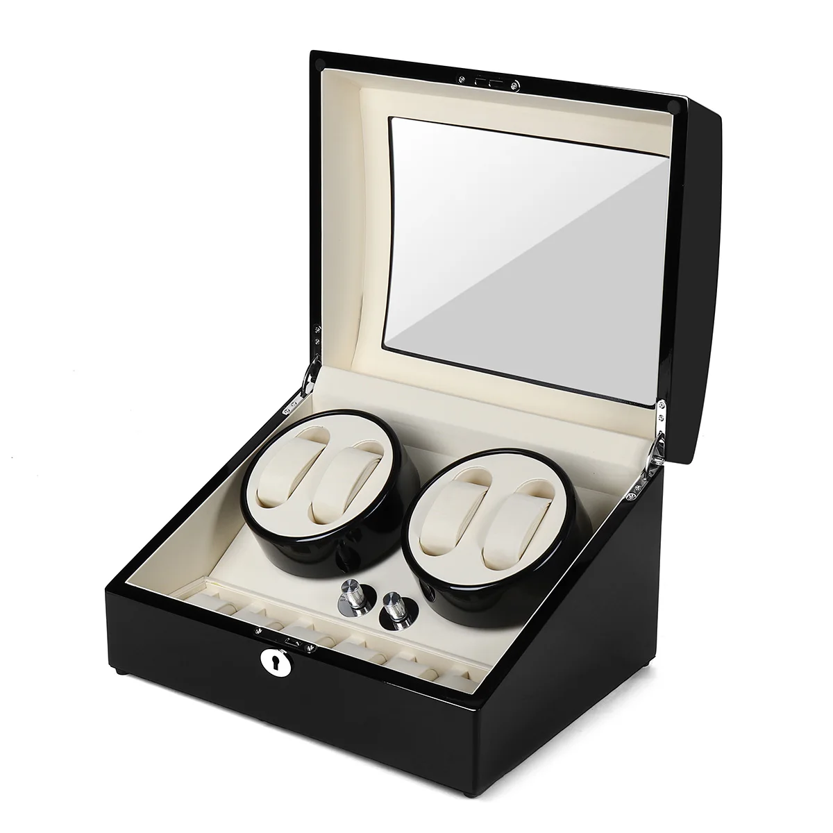 

Watch Winder Rotator Storage Case 4+6 PU Leather Collection Decoration Automatic Display Box Organizer Silent Operation Rotation