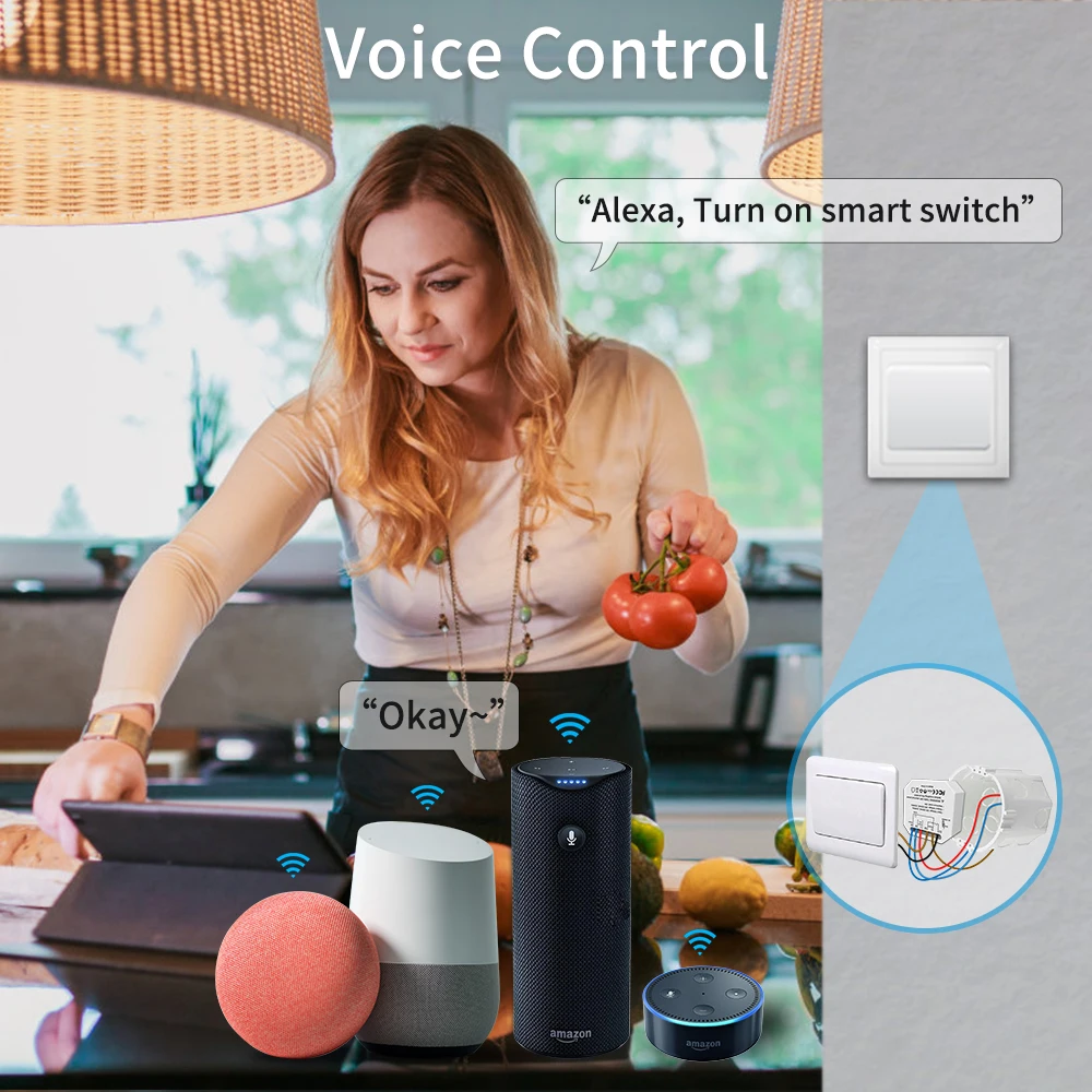 WiFi переключатель Google Home Alexa Tuya умный дом DIY светильник мобильный пульт дистанционного управления таймер 10A 2 способа работает с ручным настенным выключателем