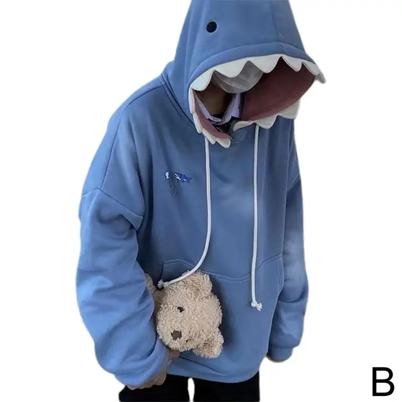 Funny Shark patchworkowe bluzy z kapturem człowiek jesień