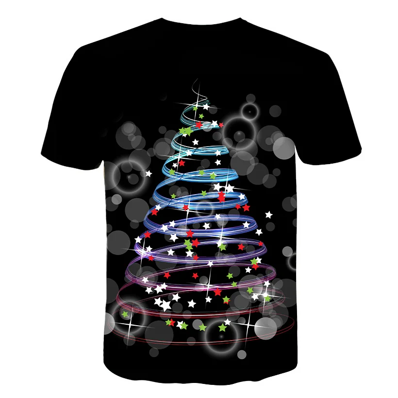 Футболка с рисунком в виде новогодней елки для летние шорты для мальчиков и девочек, с 3D футболки забавные уличная футболки Camisetas Детская рубашка Homme