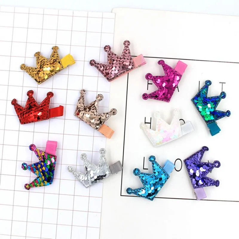 

New Fashion Korean High-grade Fish Scales Double-sided Color Can Be Turned Over The Crown Hair Clips Girls Side Clips Children B