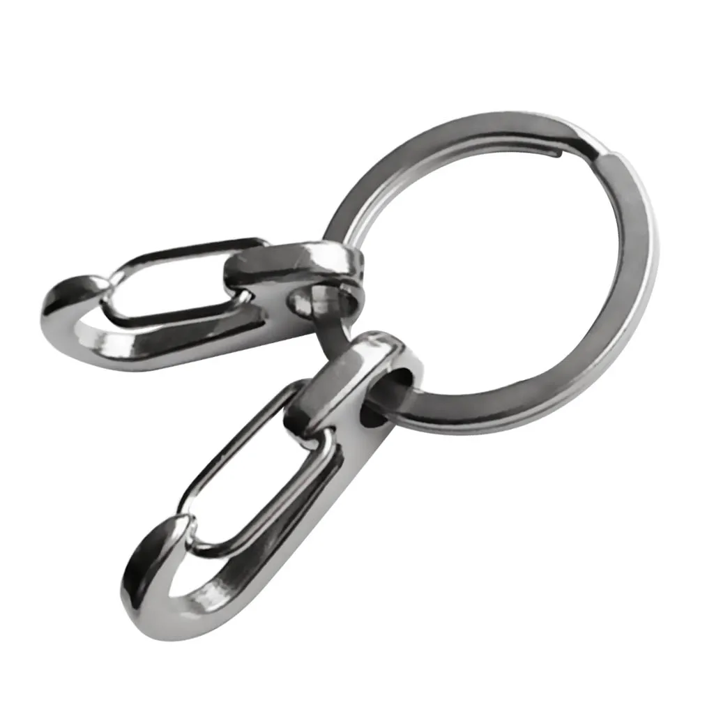 2PCS 3.5cm D-ring Stainless Steel Spring Carabiner Keychain Ring Buckle Split Clip Hook(2 Carabines+ 1 Key Ring