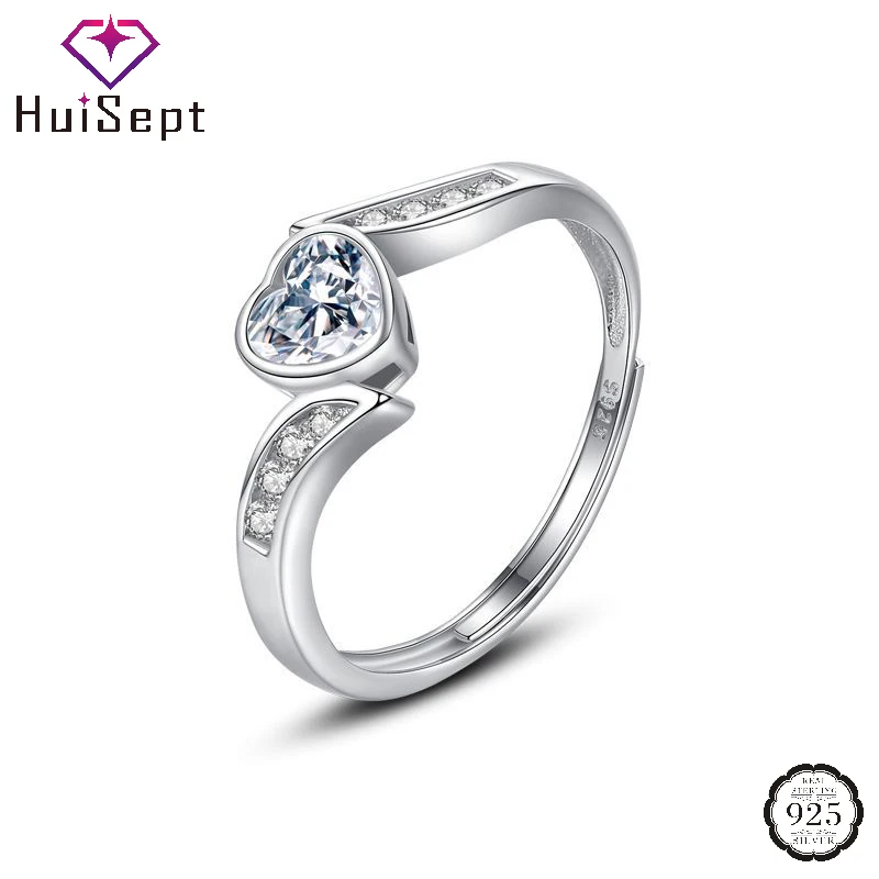 HuiSept S925 Серебряное Ювелирное кольцо с цирконом драгоценный камень в форме сердца