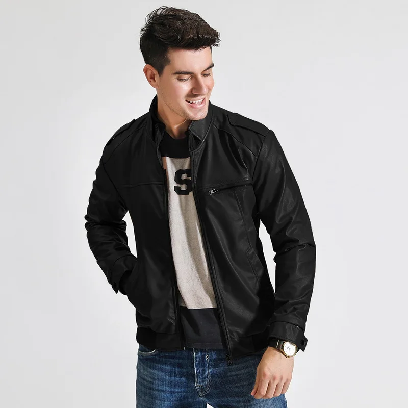 

Faux Leather Jacket Mens Classic Spring Autumn Brand Clothing Men Leather Coats 2019 Motorcycle Biker Men's Jackets and Coats
