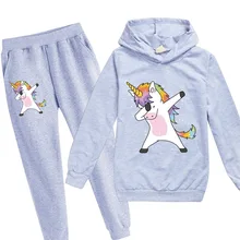 Толстовки с единорогом Детские Свитшоты модные детские комплекты с футболкой с капюшоном пальто для маленьких мальчиков Повседневная футболка для девочек Спортивная одежда для детей