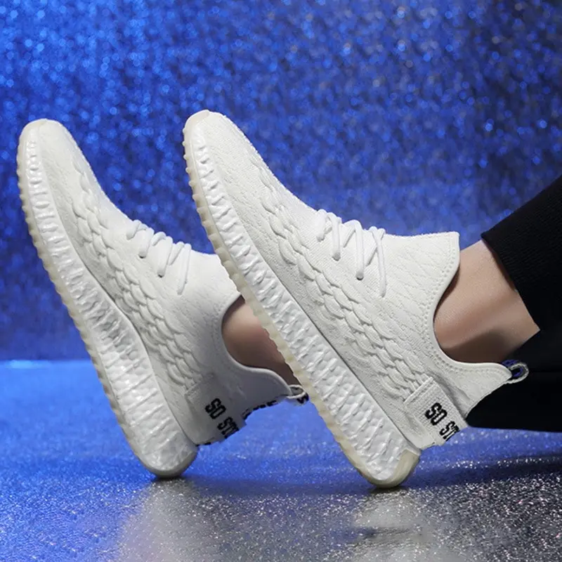Puimentiua-zapatos planos para correr para hombre, zapatillas deportivas de calcetín transpirables con cordones, ligeros para caminar en pareja, calzado para exteriores