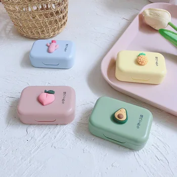 

Mini Japanese summer fruit contact lens case with mirror beauty lens case Candy colors contact lens storage box gift