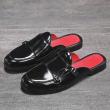 Мужская повседневная обувь; мужские сандалии; сезон лето; Новинка; Шлепанцы из искусственной кожи для мужчин; обувь для вождения на плоской подошве; пляжная обувь; Уличная обувь; обувь без застежки