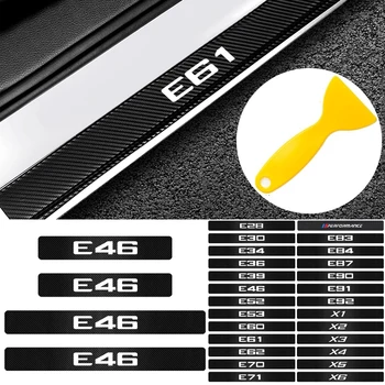 

4PCS Car Carbon Fiber Performance Emblem Door Sill Scuff Plate Protector Sticker For BMW E34 E36 E39 E53 E60 E90 F10 accessories