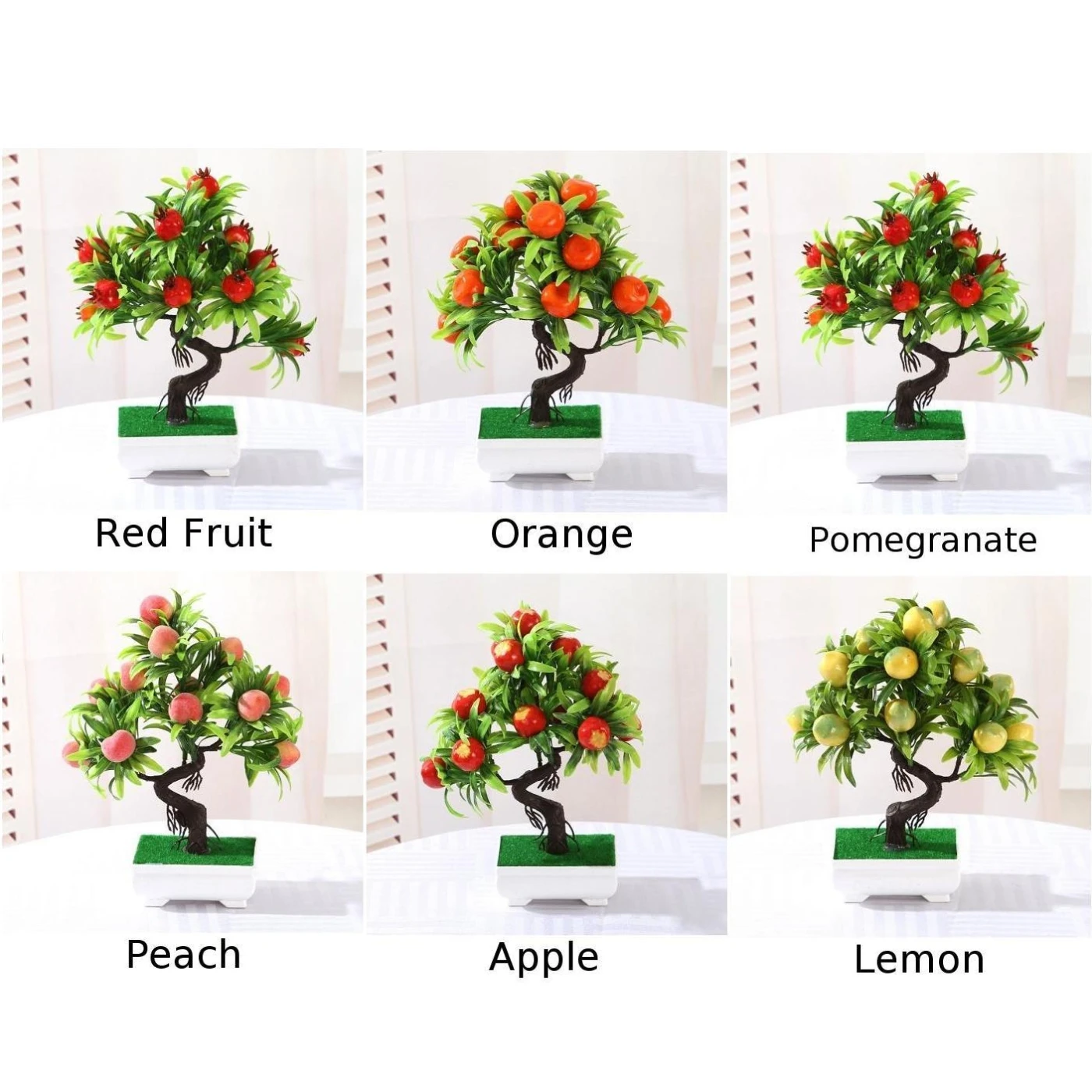 Simulation Fake Potted Bonsai Tree Artificial Fruit Desk Ornament Home Decor Lot