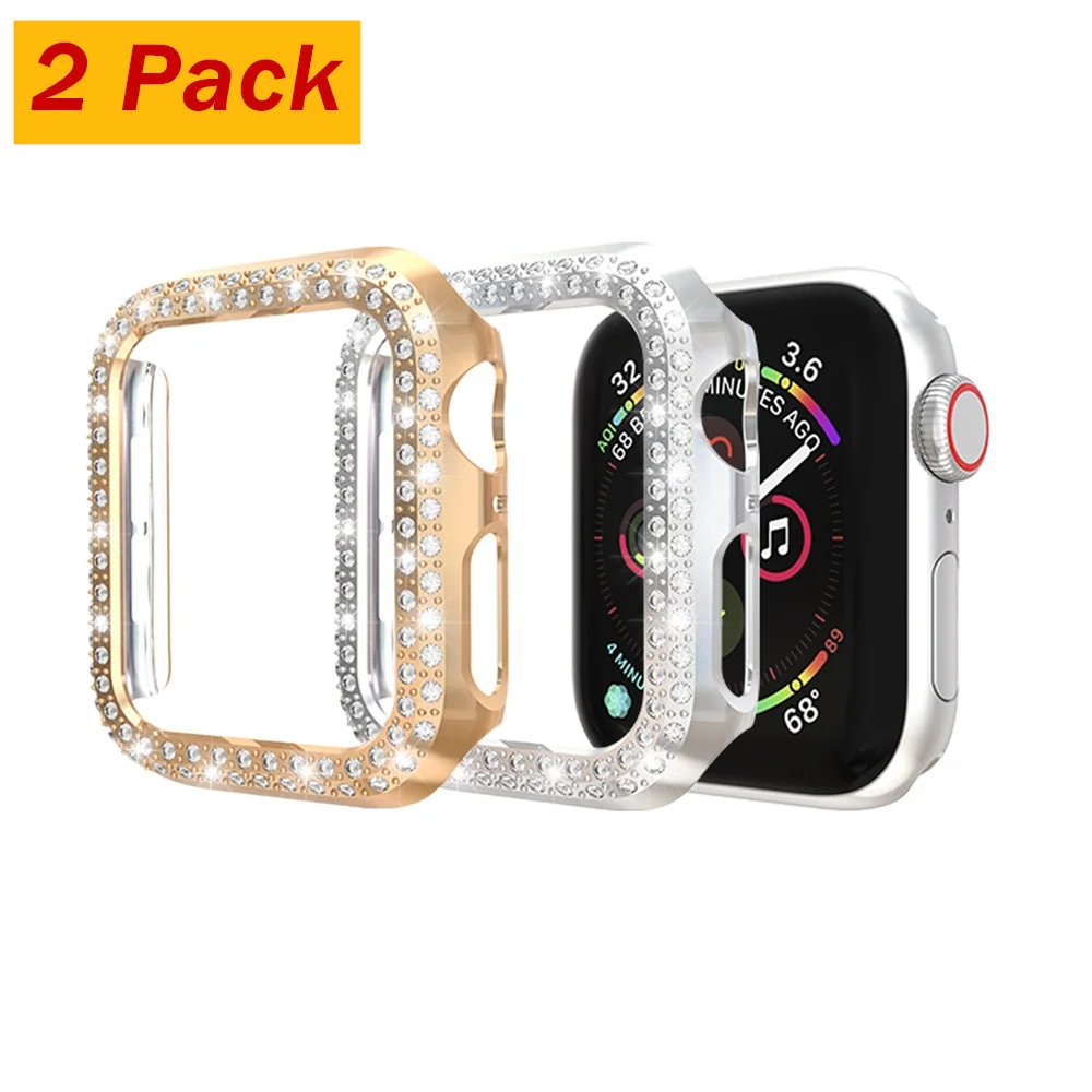 Для Apple Watch серии 4, версия 1, 2, 3, ремешок Алмазный кейс средство защиты ПК чехол для наручных часов iWatch 38/42/40/44 мм Анти-Царапины чехол-бампер аксессуары - Цвет: Silver Rose-gold