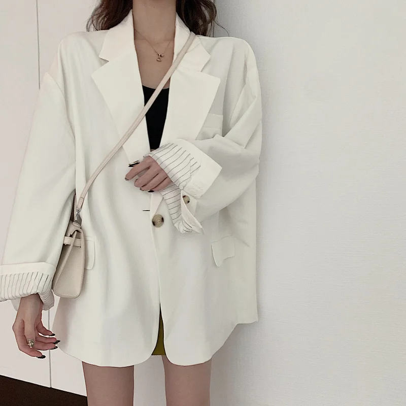 

Korean 2019 Women Oversized Blazers Lazy Style White Blazer and Jackets Femme Casual Chaqueta Mujer Blazer Feminino