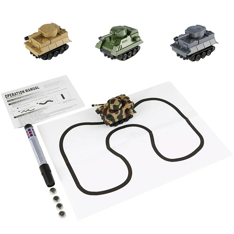 

Hot Automatic Inductive Toy with Magic Pen Tank Model Follow Drawn Line for Children MVI-ing