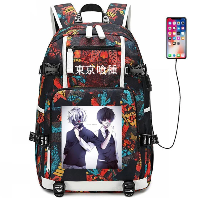 Style 19 Рюкзак с USB портом и изображением змеи из аниме, школьники подростки, школьная сумка, дорожная сумка для ноутбука - Цвет: Style 19