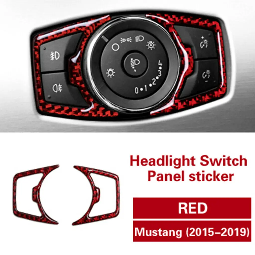 

Carbon Fiber Headlight Switch Button Panel Cover Trim For Ford Mustang 2015-2020
