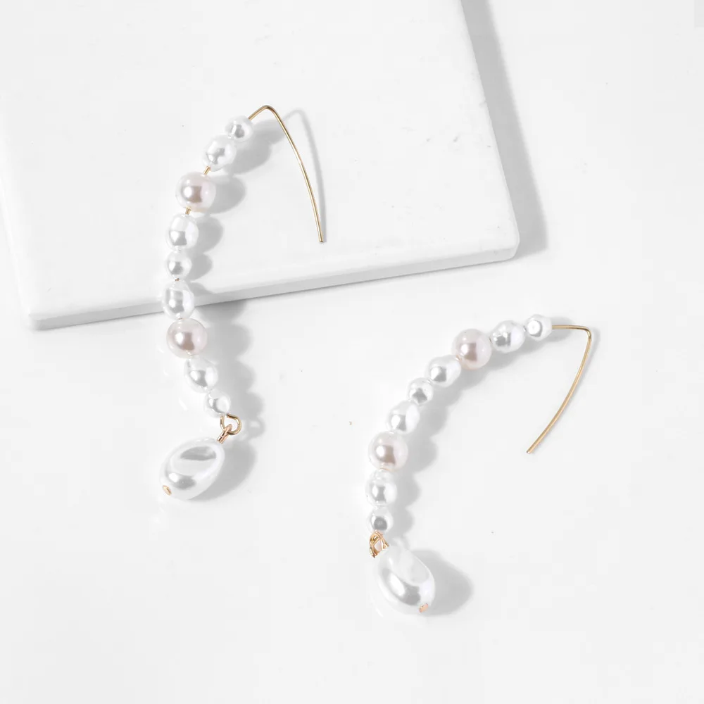 1 Pair white Серьги-каффы DIEZI в стиле бохо с жемчугом для женщин и девушек, модные радужные серьги-клипсы с кубическим цирконием, богемные серьги-Каффы - Окраска металла: 1 Pair white