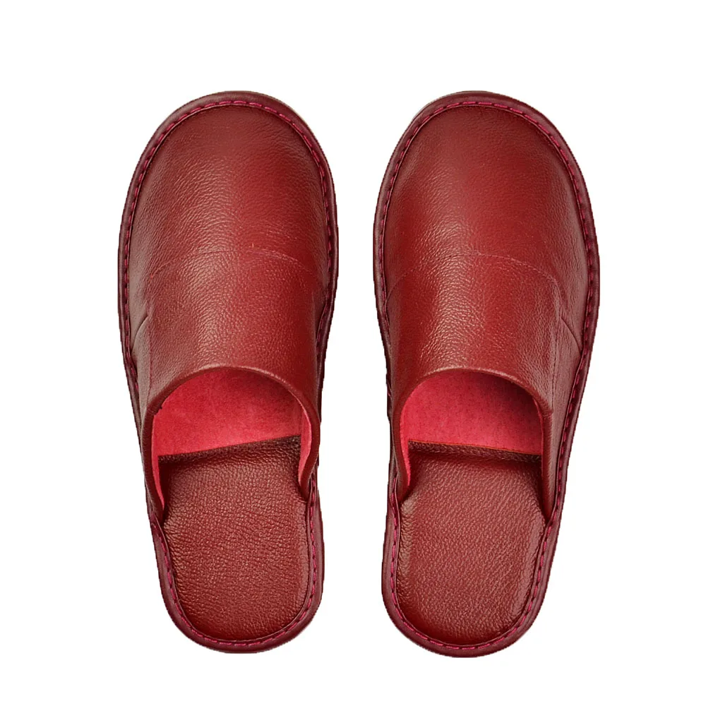 Genuine Cow Leather slippers couple indoor non-slip men women home fashion casual single shoes PVC soft soles spring summer 508