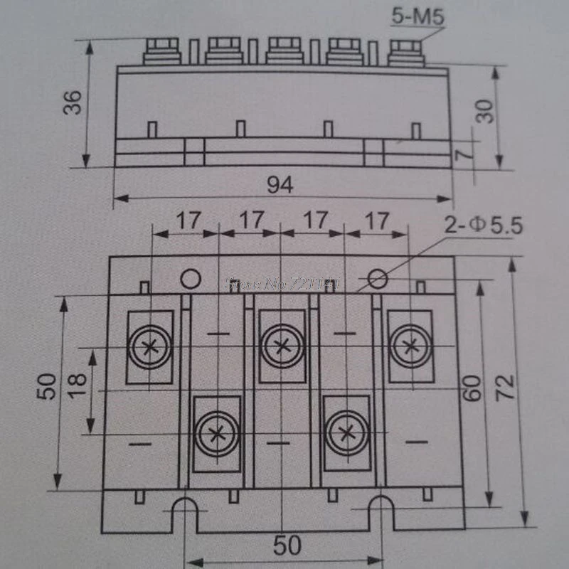 Series Single Phase Bridge Modules MDQ200A 200A Amp 1600V 1-Phase Diode Rectifier Radiator Copper Base