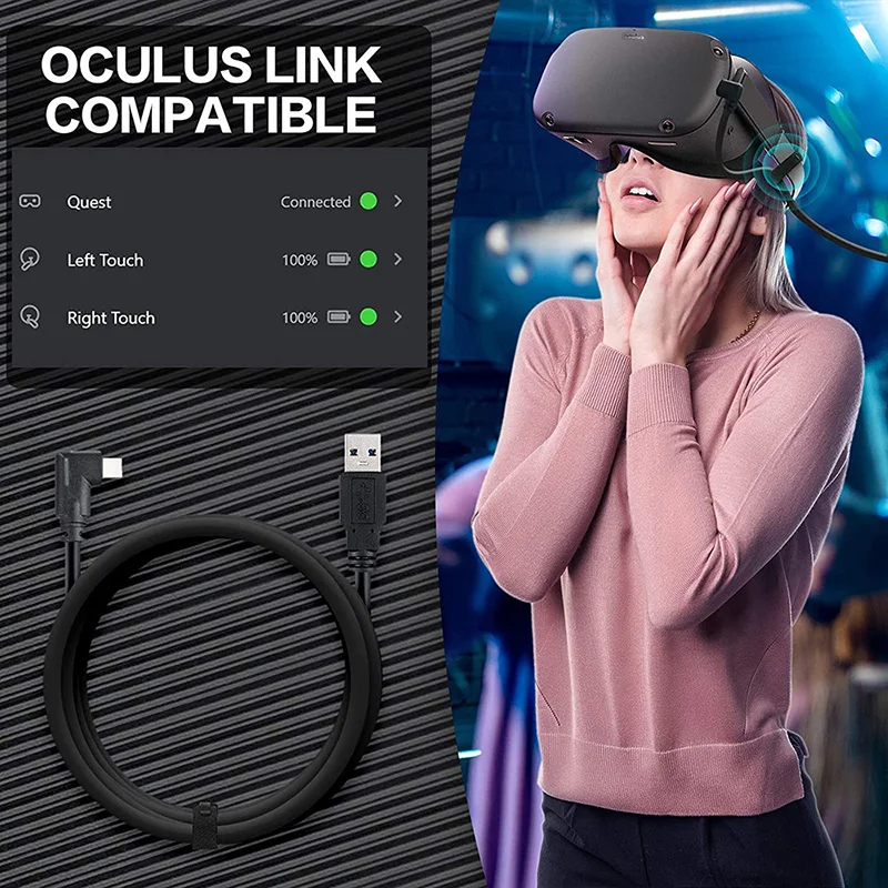 6M/5M Oculus Quest 1 Data Line Charging Cable For Oculus Quest 2 Link VR Data Transfer Cable USB-A Type-C VR Headset Accessories