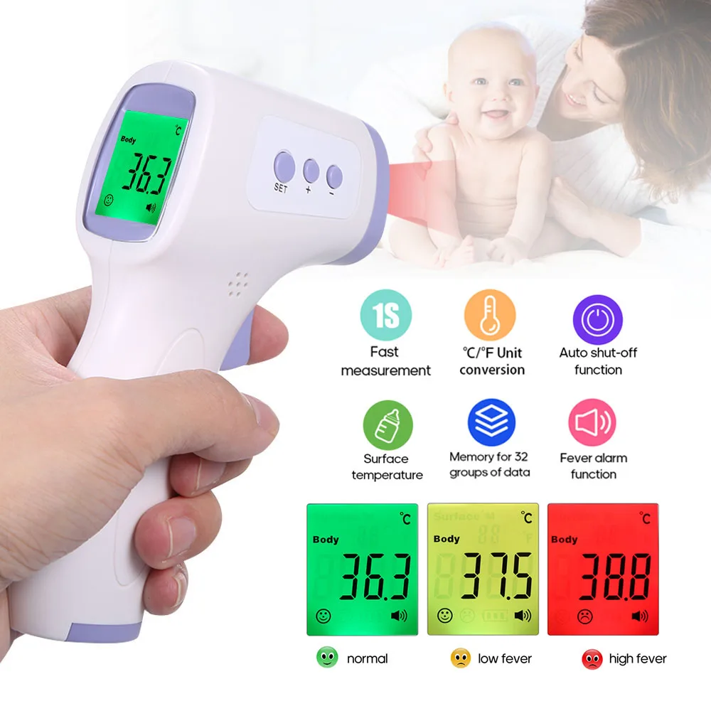 In Stock Thermometer Infrared Digital Non-contact Infrared Forehead Thermometer LCD Backlight Termometro Infravermelh