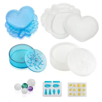 

Silicone Resin Molds Resin Molds, 7 Pack for Jewelry – 2 PCS Box Molds Medium Size Epoxy Mold Heart-shaped and Sakura Box