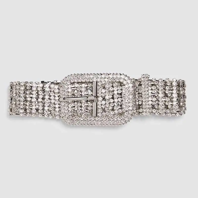 Girlgo богемная Мода Полный Кристалл Bling ZA пояс для женщин модная Пряжка Серебряный цвет талии живота аксессуары ювелирные изделия Вечерние
