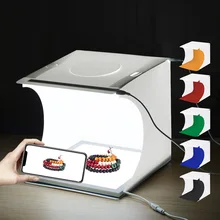 Puluz mini led para fotografia, luz inferior de lâmpada, 2 painéis de led, luz de led 20cm, tenda de estúdio caixa de caixa