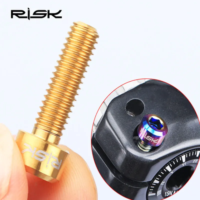 RISK, 4 шт./лот, титановый сплав, M6* 20 мм, MTB, для велосипеда, Кривошип, болты, Аллен, для горной дороги, велосипедный шатун, винты M6 x 20 мм