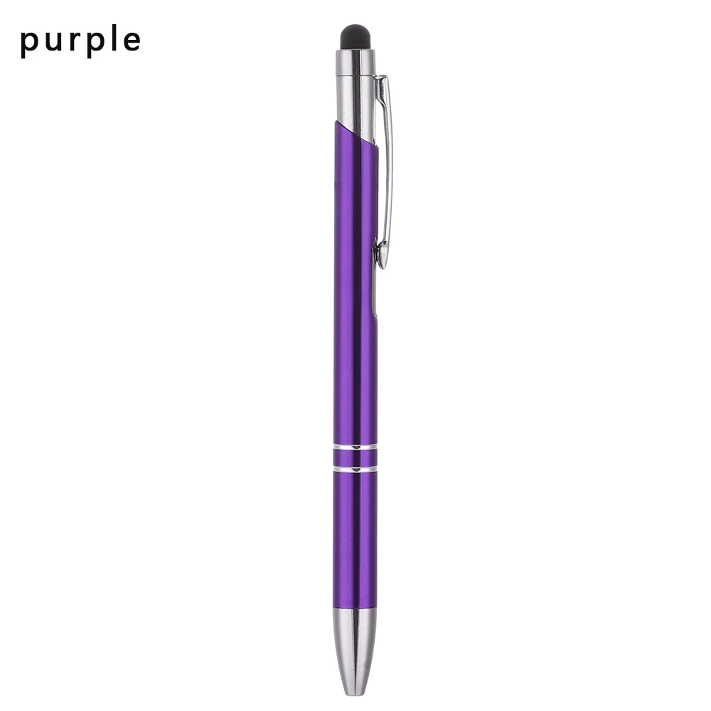 Purple 1 шт., универсальный стилус, ручка для планшета, ручка с зажимом для ручки, цветная шариковая металлическая ручка для сенсорного экрана, ручка для планшета, iPad, письма для сотового телефона - Цвета: Purple